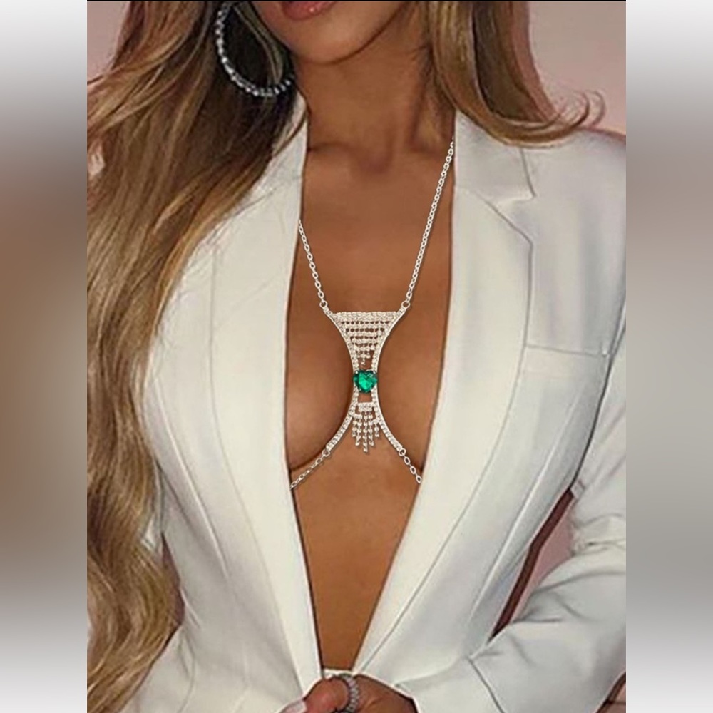 Green stone body chain